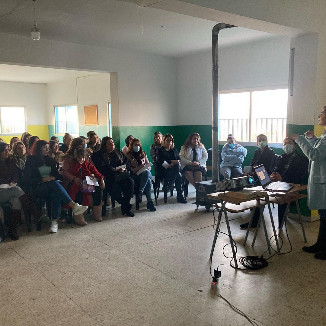 A picture of teachers being trained